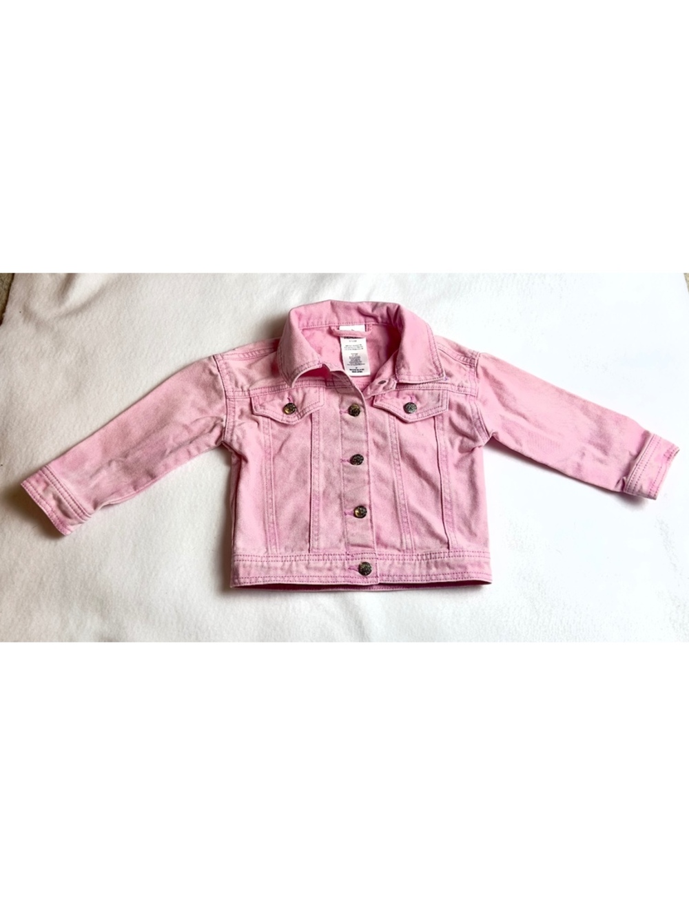 Disney Princess Girls 3T Pink Denim Jean Jacket Cinderella Belle Ariel Rapunzel